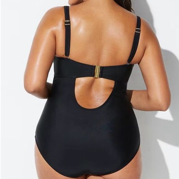 Swimsuits for All size 24 Ruched Underwire One-Piece Swimsuit - Picture 2 of 15